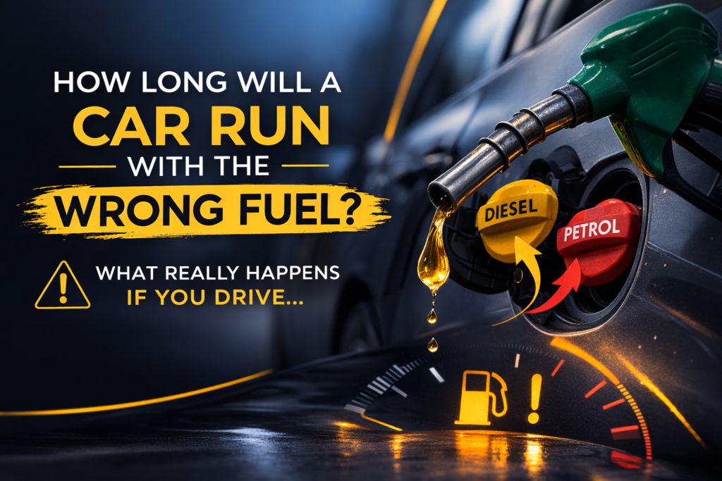 How long will a car run with the wrong fuel?
