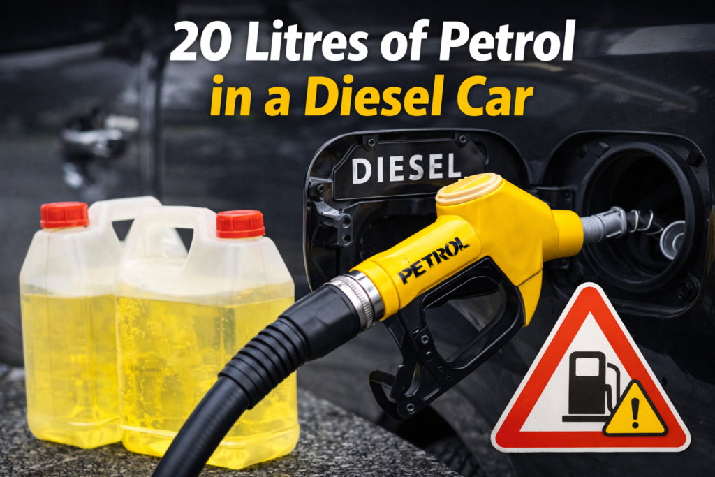 20 Litres of Petrol in Diesel Car
